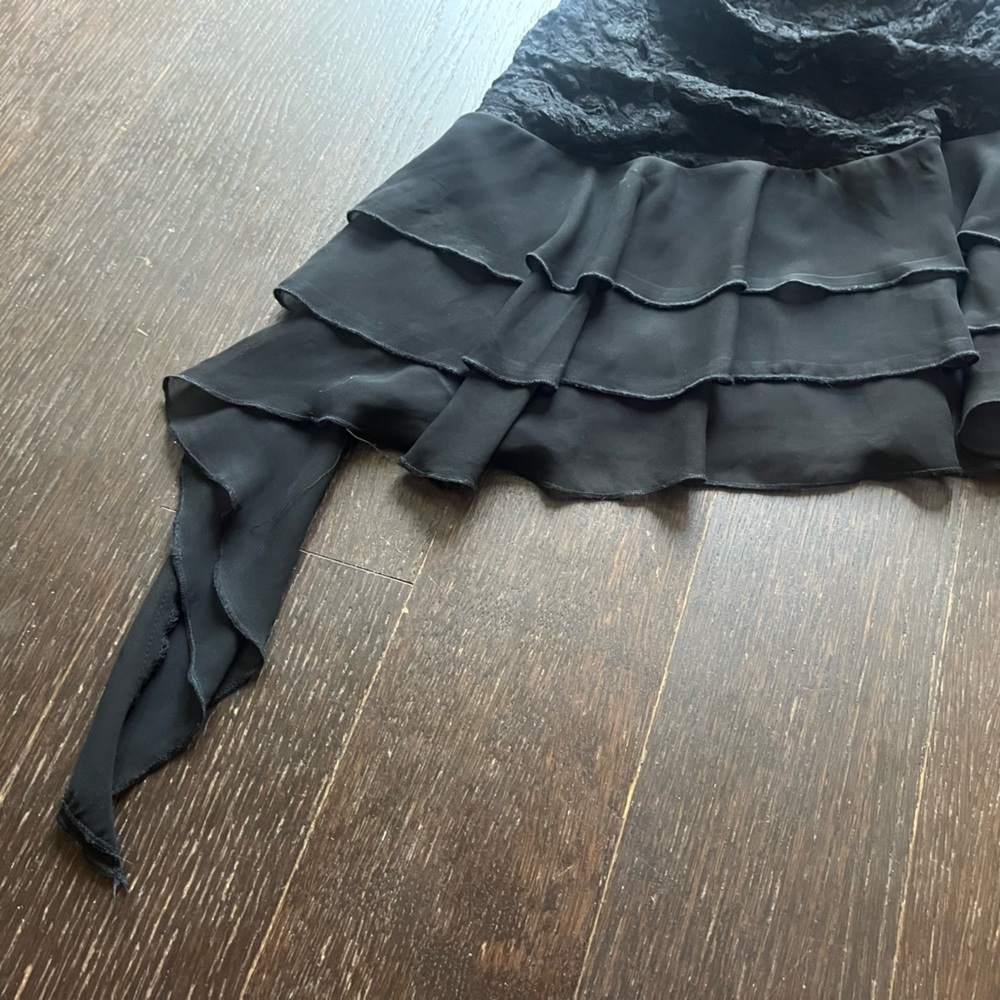 Vintage Black lace halter tie-up asymmetrical evening dress XS - Picture 3 of 15
